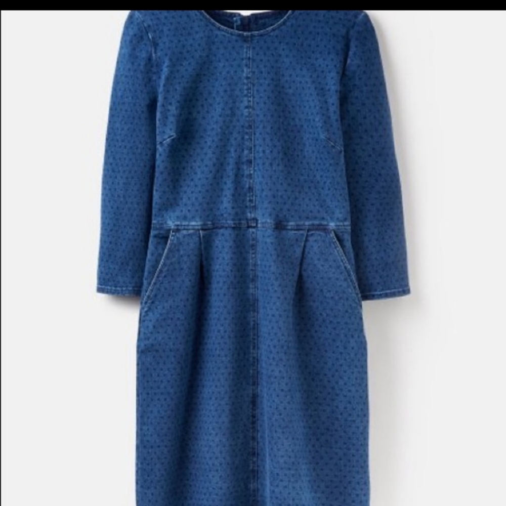Joules Sammy Denim Polka Dot Dress Sz 14 Women’s Long Sleeve Mini - Picture 3 of 8